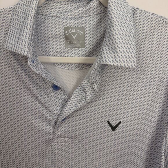 Callaway Men's Performance Short Sleeve Golf Polo Size S EUC White Birds Print - Picture 2 of 5